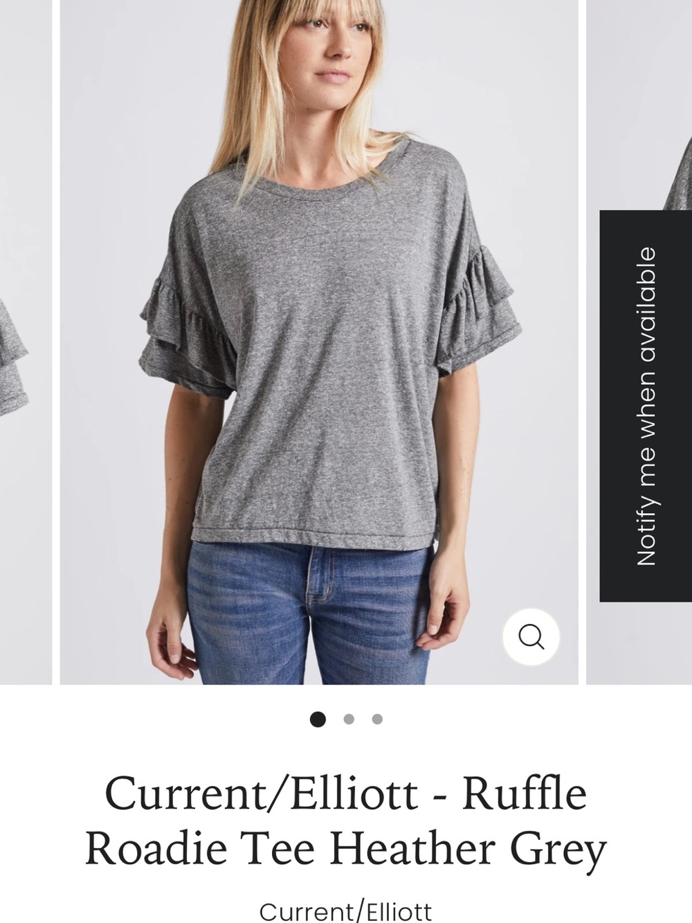 Current/Elliott Women’s Heather Grey Ruffle Sleeve Tee